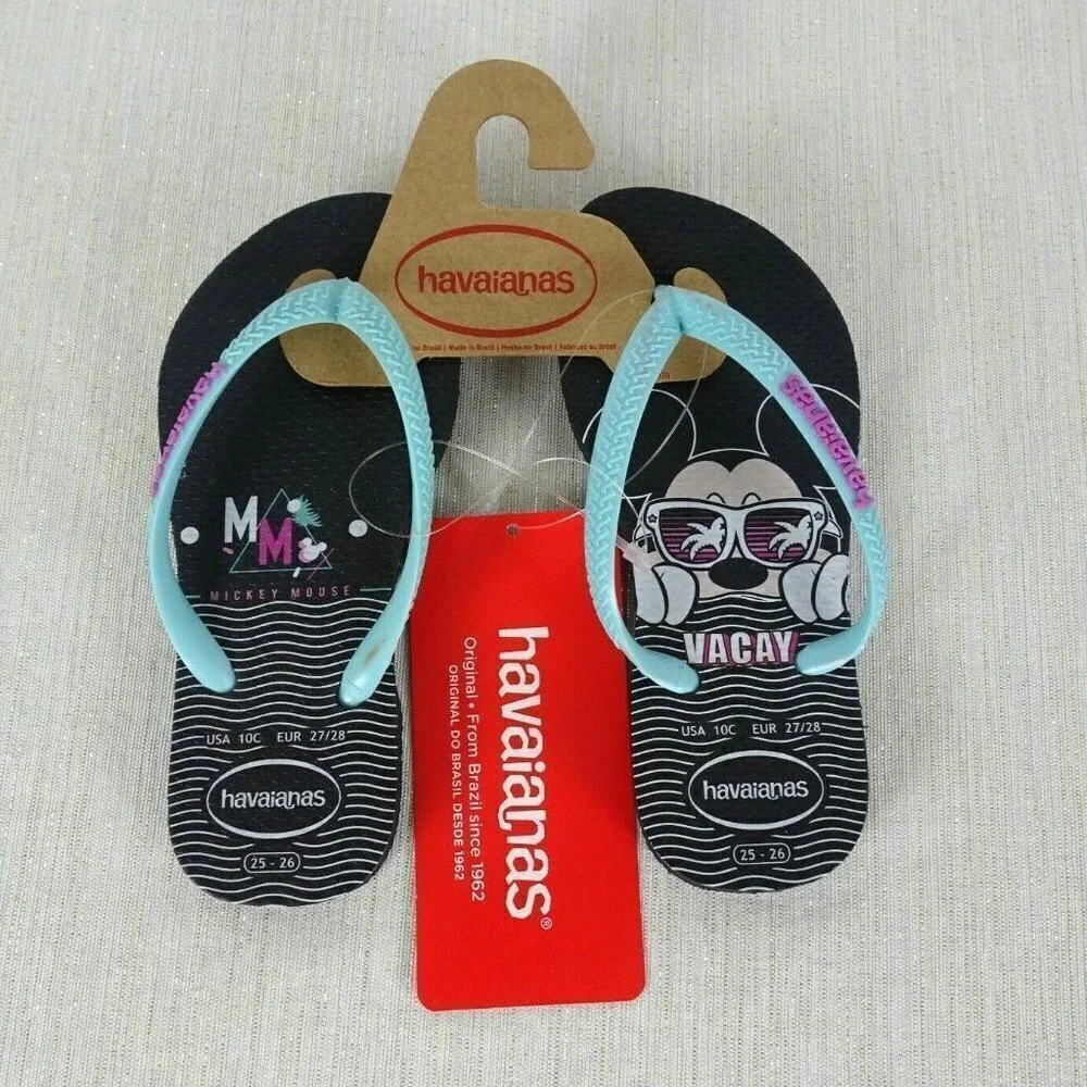 💰3/$25  New Havaianas Disney Mickey Mouse Flip Flops 10 C